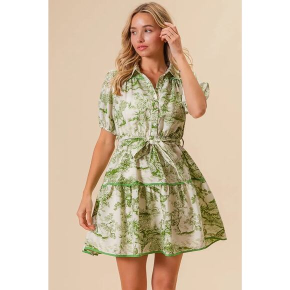 BiBi Woven Printed Tiered Dress - Picture 12 of 16